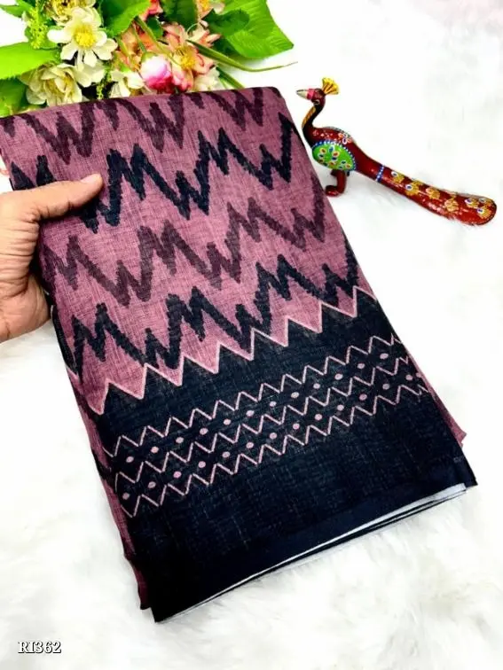 Pure Linen Cotton Digital Print Saree