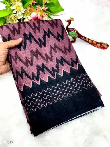 Pure Linen Cotton Digital Print Saree